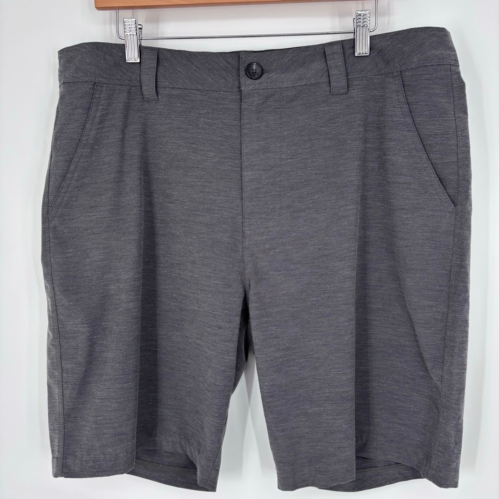 Prana Rotham Stretch Flat Front Chino Shorts Mens 36 Gray Hiking Outdoor